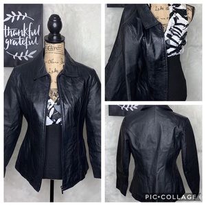 Black Leather Women’s Worthington Jacket Sz Small